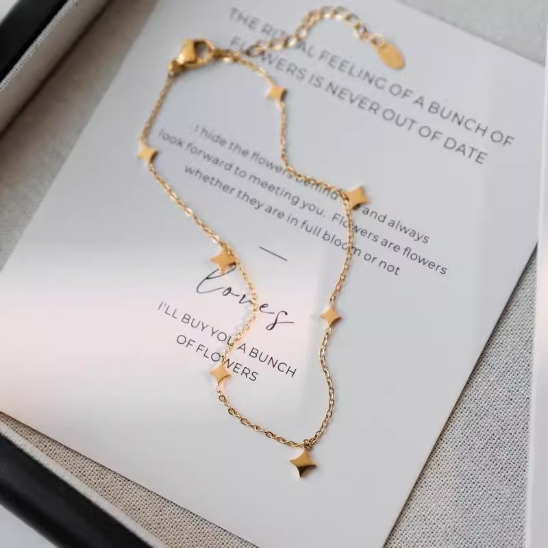 欧美轻奢繁星闪闪菱形亮片钛钢新款脚链女精致满天星感足链不掉色详情4