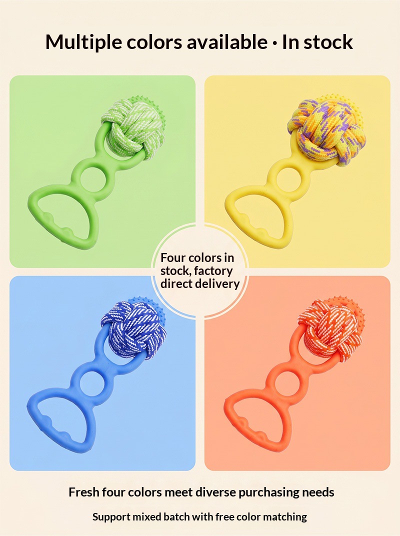 Macaron multi-color pet drawstring knot toy, wear-resistant cotton rope, dog to relieve boredom, teeth grinding, biting pet daily necessities pic 21