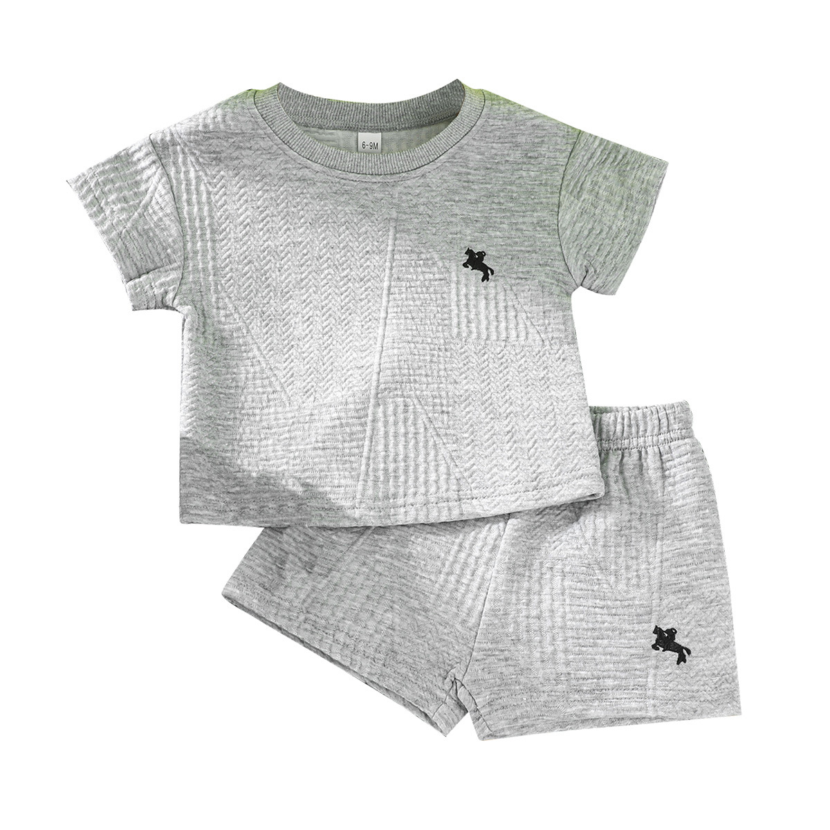 A simple and comfortable embroidered T-shirt and shorts set with horse racing patterns for boys aged 0-3 years old, a new summer sports outfit pic 19