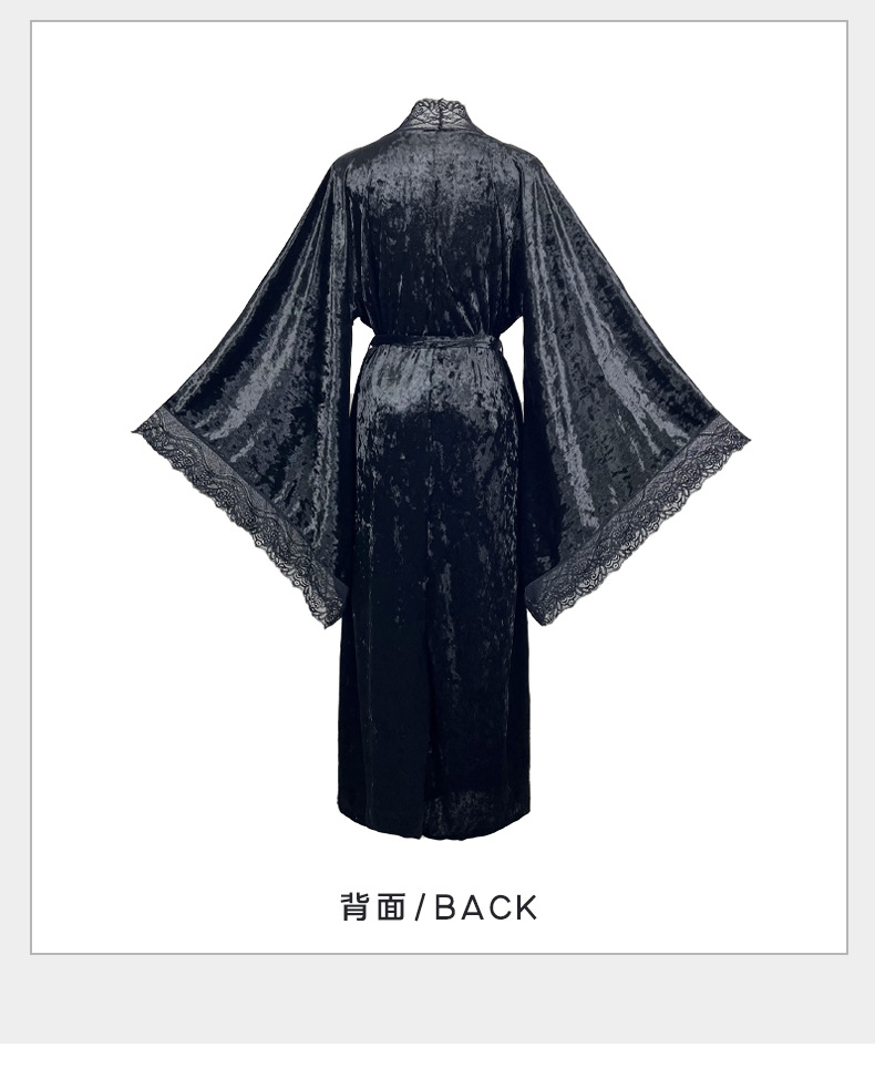 Factory direct sales of velvet and lace patchwork home wear series, sexy V-neck slit nightgowns, halter nightgowns in multiple styles pic 12