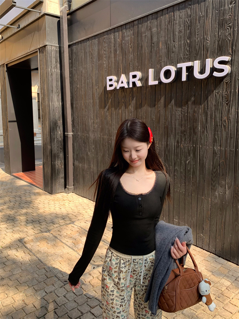 韩版磨毛加绒加厚方领锁骨打底衫女秋冬新款保暖修身内搭长袖上衣详情34