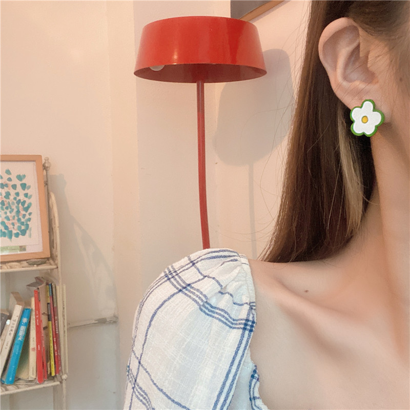 S925 Summer Hyuna style soft girl Fresh lacquered oil Drop petal earrings and stud earrings Trendy ins Niche Versatile earrings pic 10