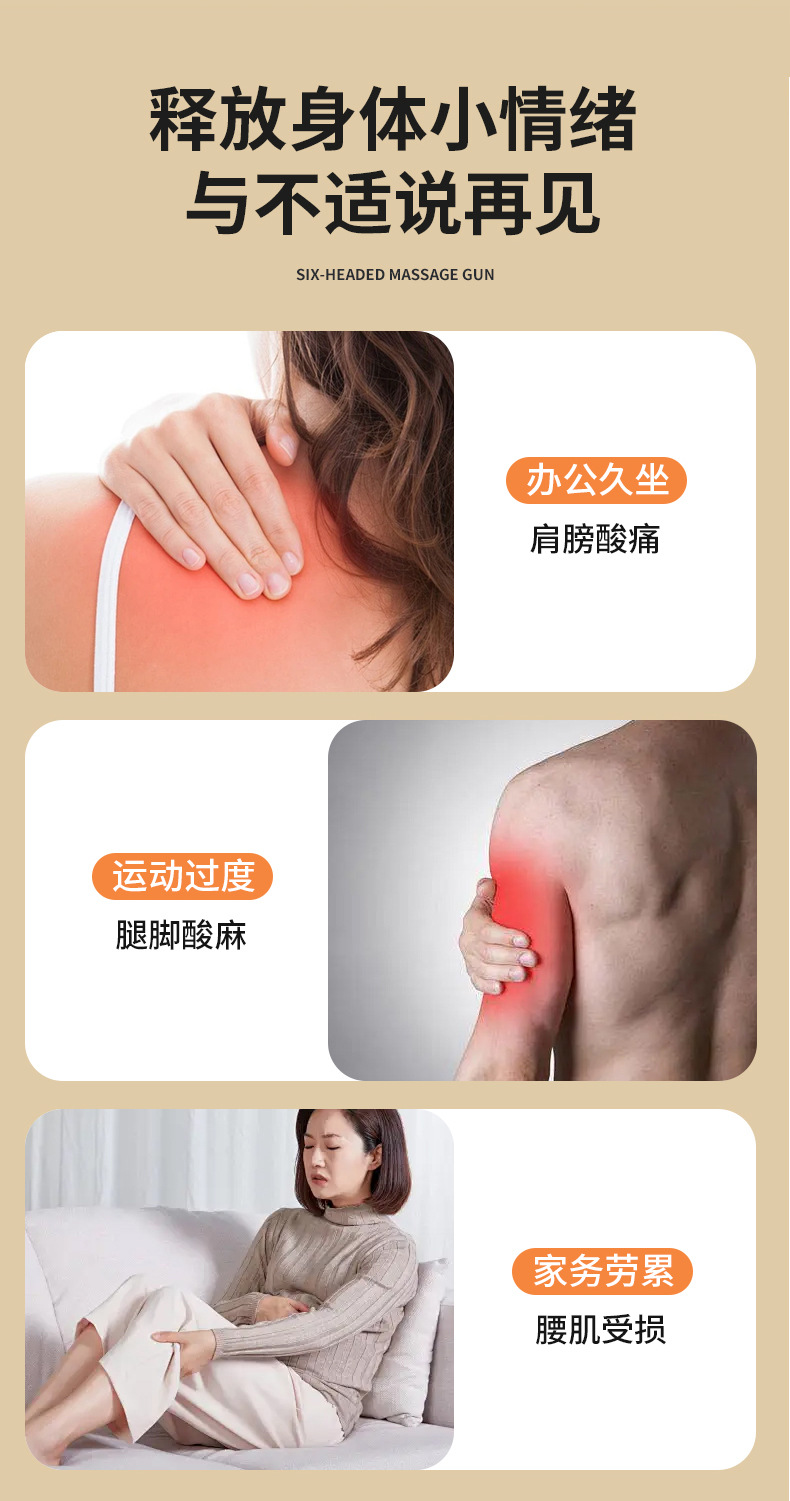 Professional long-handled fascia gun, a handheld full-body tapping relaxation massage tool, electric elbow multi-functional fascia gun pic 3