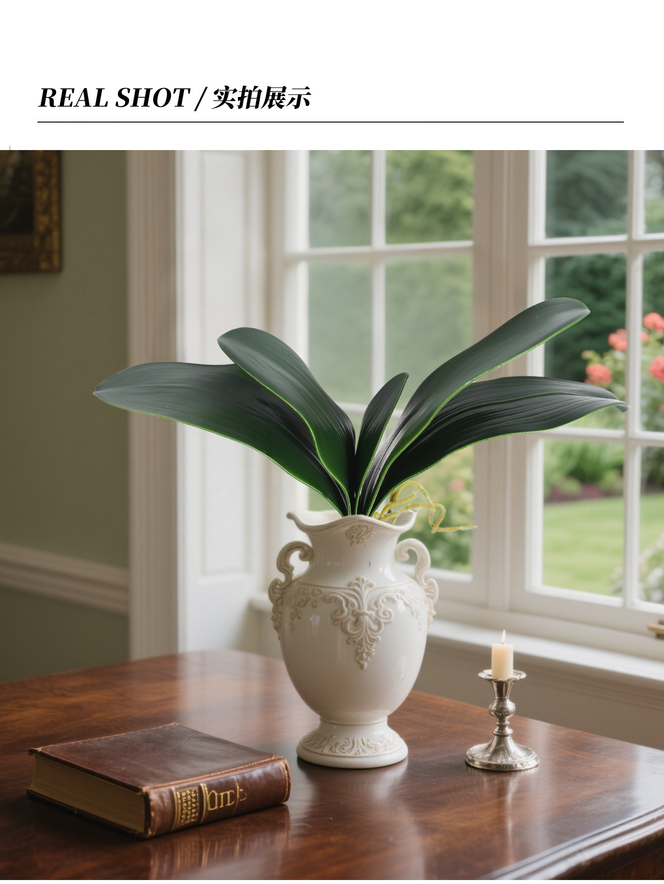 仿真蝴蝶兰叶手感软胶PU君子兰叶高档EVA蝴蝶兰叶丝网花配件插花详情5