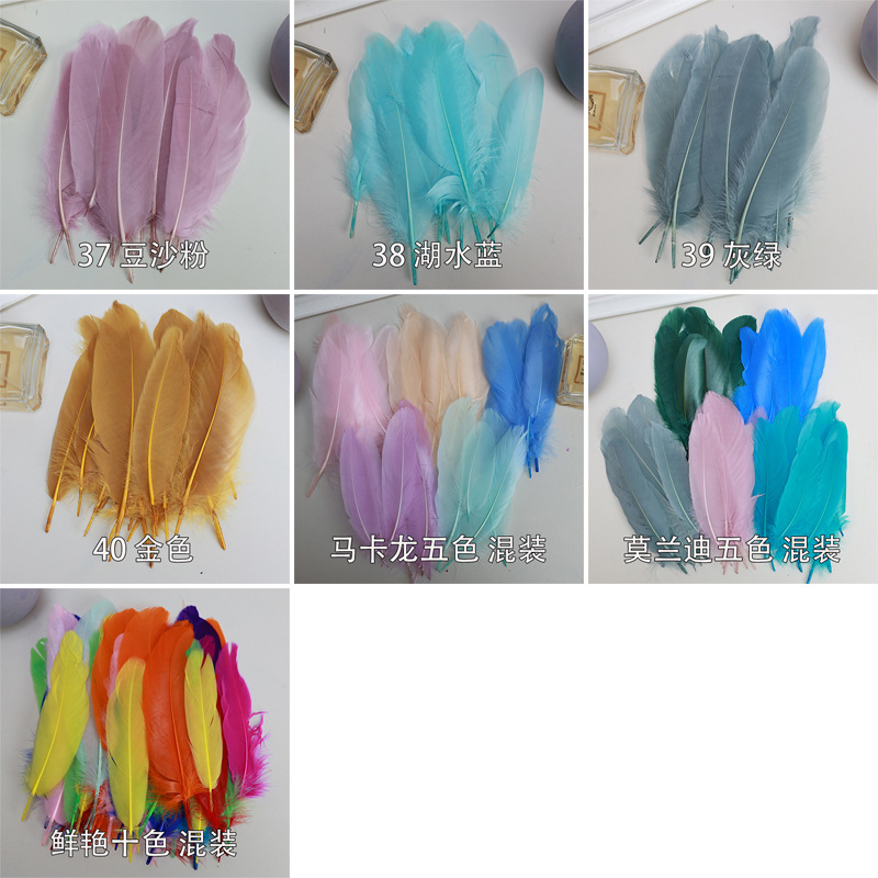 羽毛批发马卡龙鹅毛幼儿园手工diy彩色羽毛大飘装饰美术课材料详情10