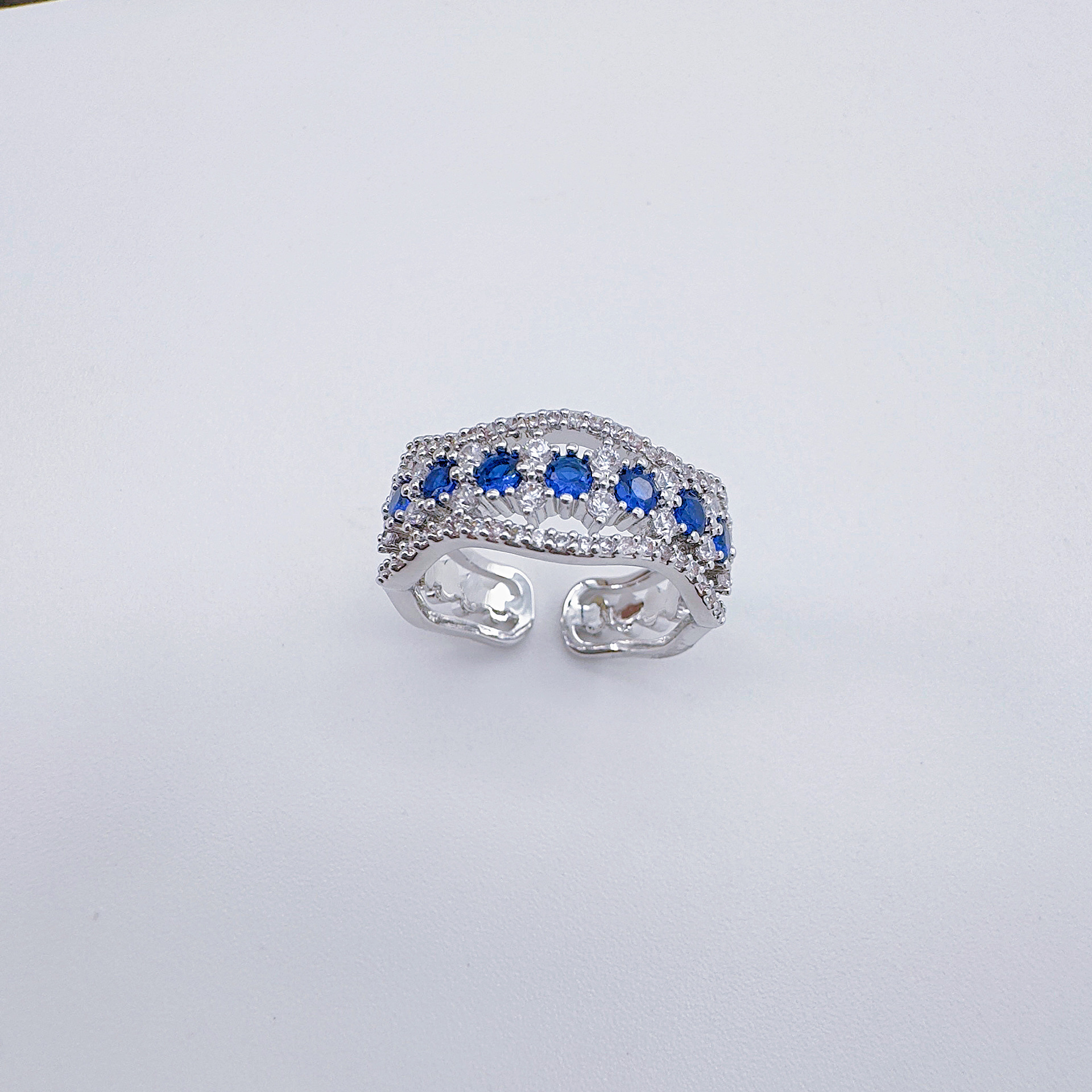 Celeste orfebrería europa y américa ligera extravagancia rojo con circonitas abiertas anillo de nicho diseño moda alta clase sentido brillo anillo pic 15