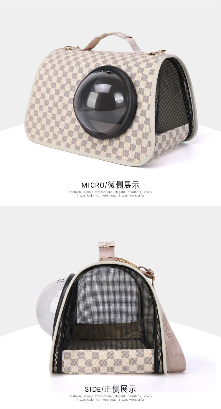 猫包外出便携冬季猫咪外出包太空舱单肩斜挎棋盘格宠物背包手提式详情22