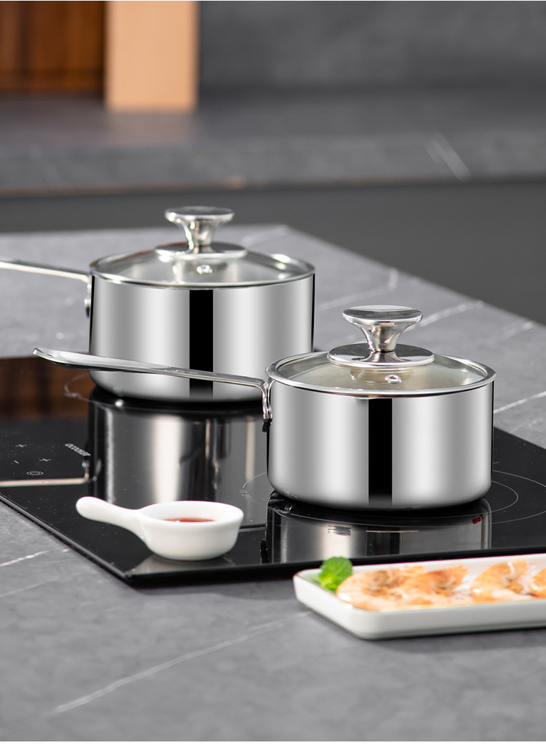 316 food-grade stainless steel baby food pot, baby milk pot, porridge and instant noodle soup pot, household single-handle pot without coating pic 20