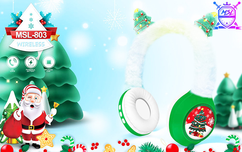 跨境新款MSL-803頭戴式無線藍(lán)牙耳機 創(chuàng)意圣誕毛絨設(shè)計 重低音效果 長續(xù)航耐用 藍(lán)牙音樂耳機詳情6