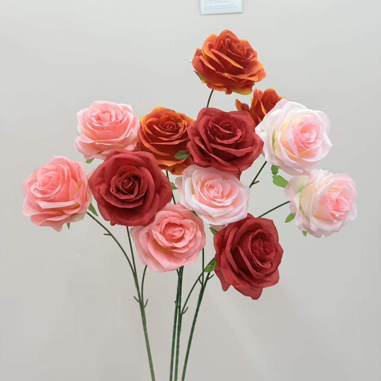 仿真花3头玫瑰花钻石玫婚庆用花仿真玫瑰花假花婚庆地排花艺装饰详情16