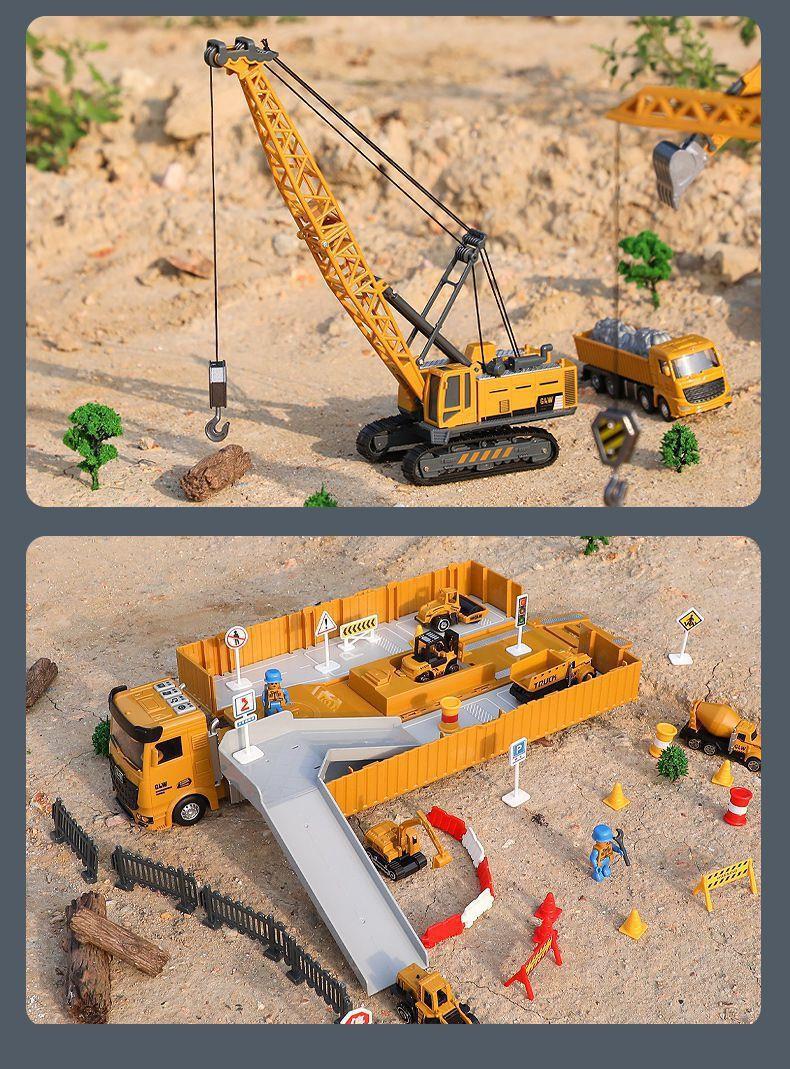 合金工程车挖掘机吊车推土运输大货车水泥搅拌车吊塔压路车玩具详情43