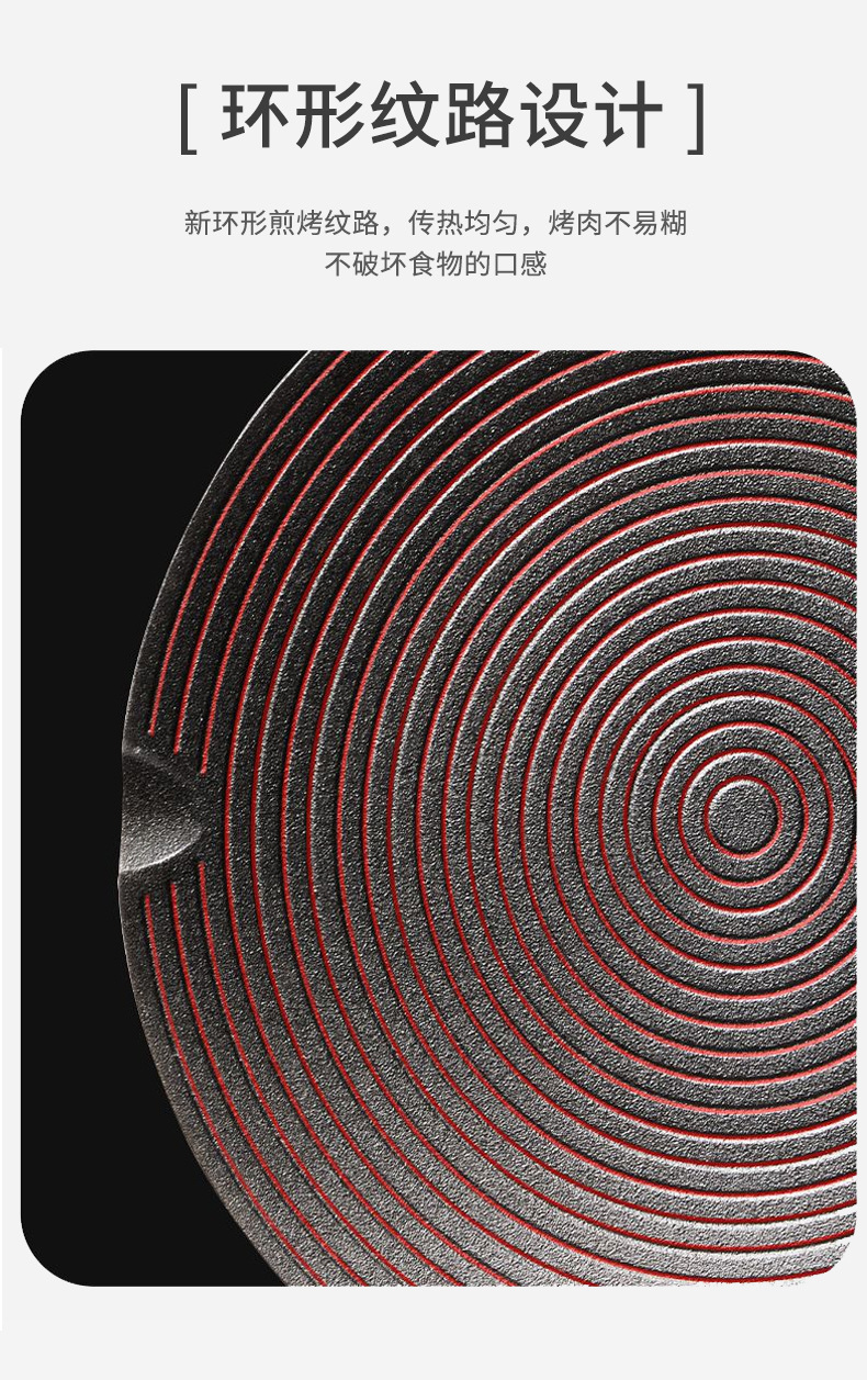 铸铁烤肉盘户外露营螺纹烧烤盘韩式家用不沾煎盘便携铁板烧锅批发详情6