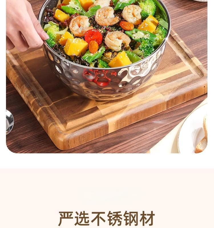 Retro stainless steel creative fruit dessert outdoor camping patterned hammer patterned soup bowl golden light luxury bowl European salad bowl pic 6