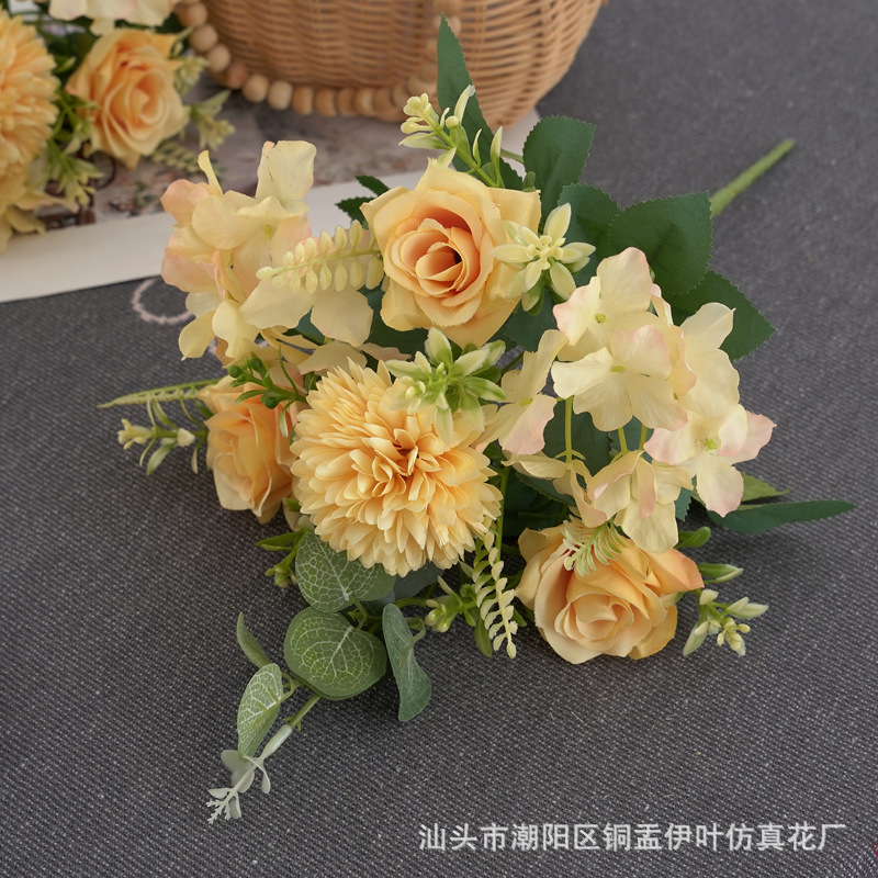北欧仿真小玫瑰牡丹人造花家居装饰婚庆花墙洋甘菊花束详情31