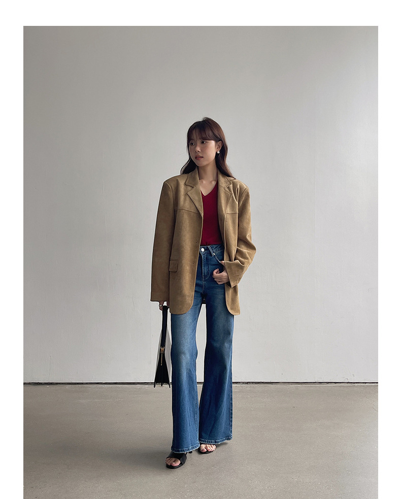 【90s Retro Horn 】 Ge Ming High-waisted slightly flared jeans for Women 2025 Spring New floor-length Pants R155H pic 48
