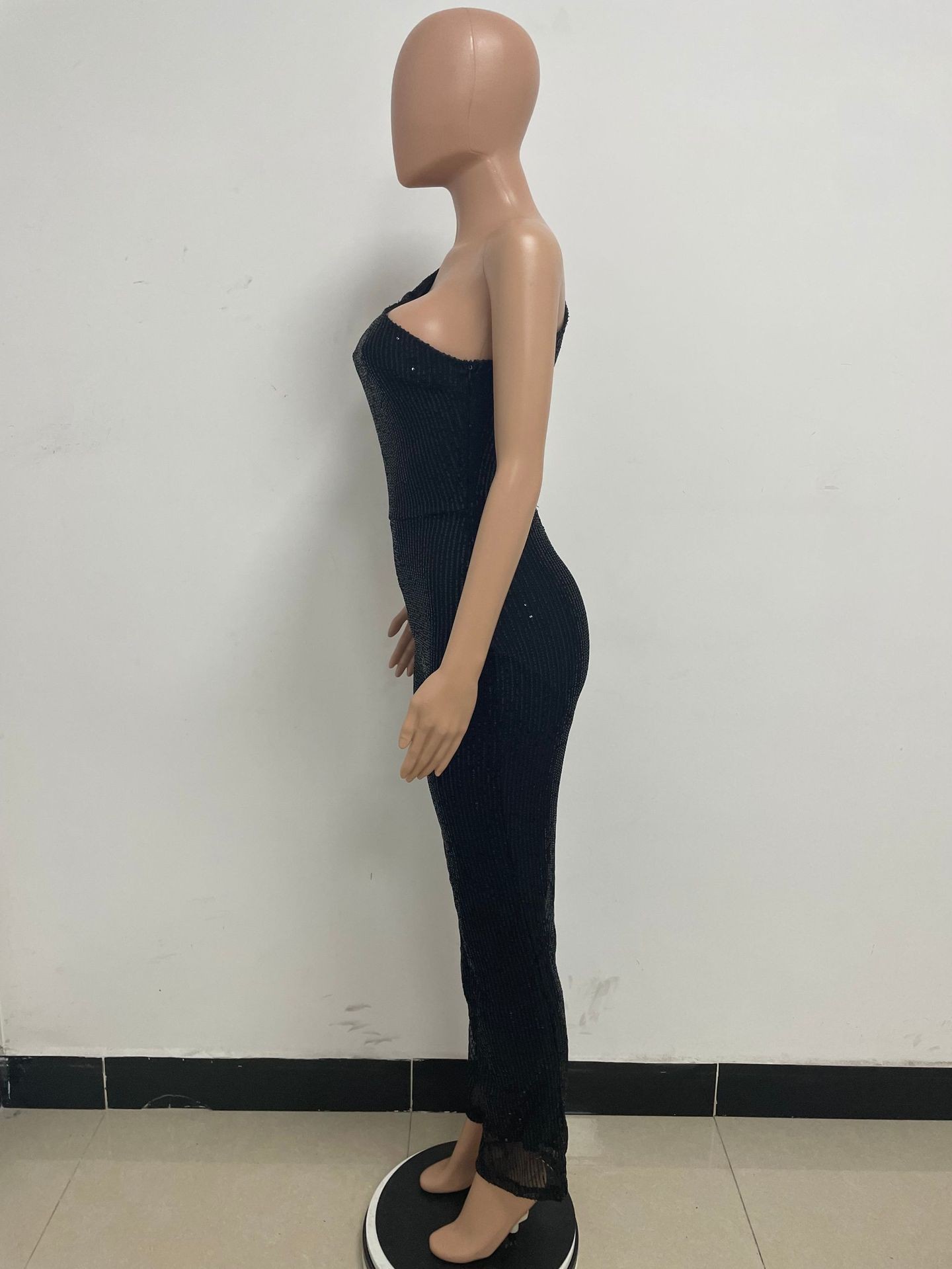 新中式无袖连体衣独立站夏季单肩亮片连体裤女批发详情91