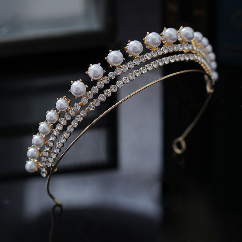 New water diamond elegant bride headwear, studio style accessories, beauty pageant dinner pearl hair accessories, hair crowns, princess crowns pic 11