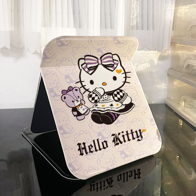 KT猫镜子可爱桌面折叠化妆镜卧室宿舍学生随时便携式无边框台式镜详情17