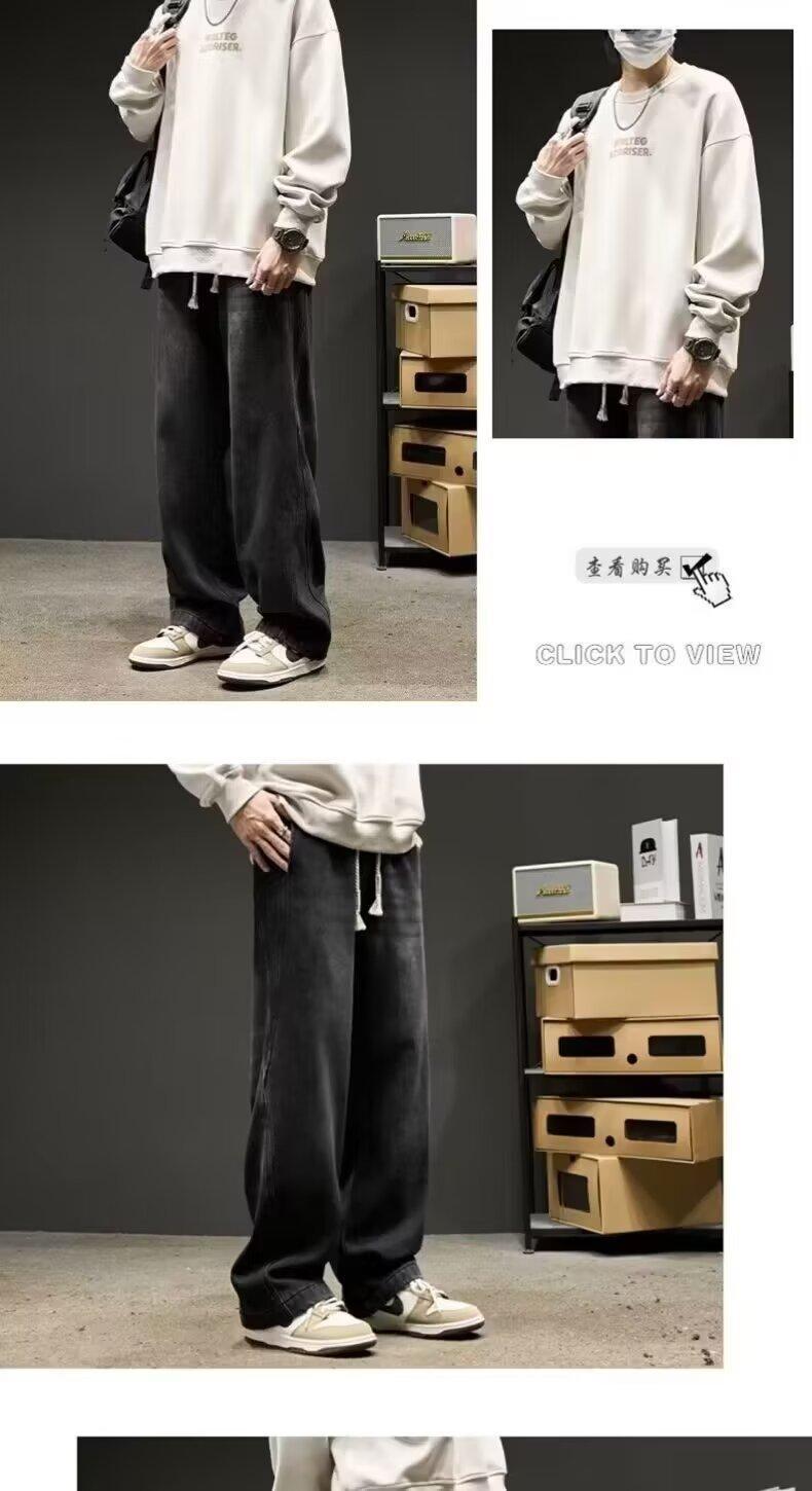 High street fashion brand straight-leg pants for spring and autumn, American vibe pants, loose casual long pants, three-bar jeans for boys pic 14