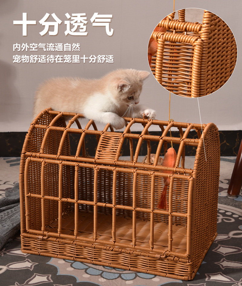 藤编手提猫笼宠物窝猫包宠物用品藤编猫笼详情6
