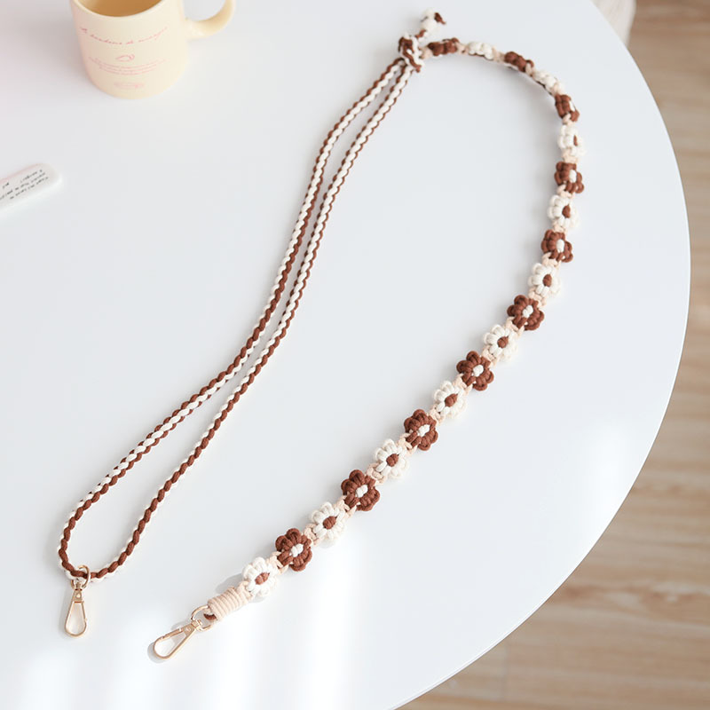 可调节手机挂绳编织相机背带 ins高颜值雏菊花朵斜挎挂脖手机挂链详情4