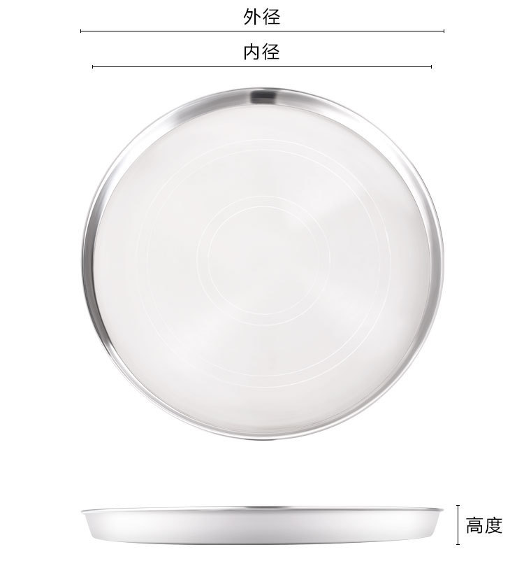 酒店专用盘不锈钢圆形高级感家用餐具加厚批发厂家托盘盘子plate详情3