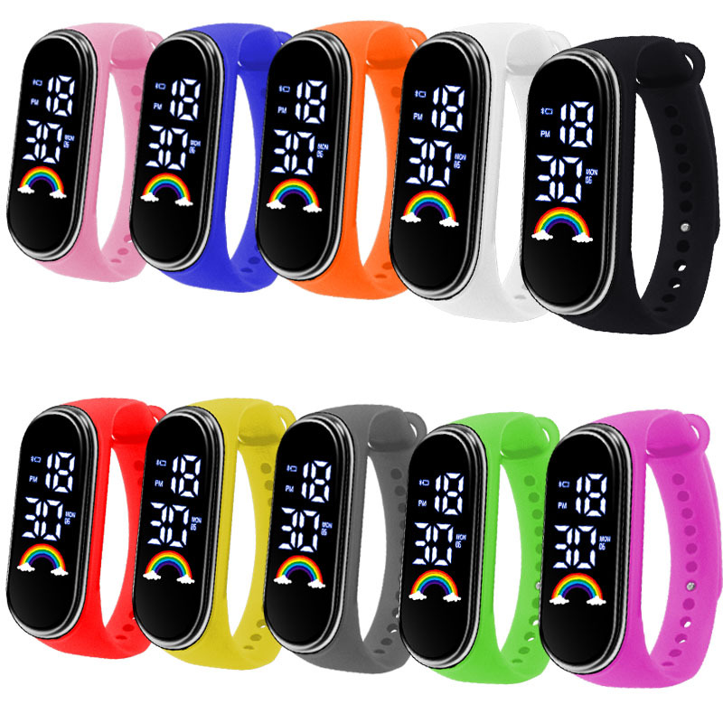 New fashionable and trendy couple LED electronic watch, with a unique and cool dual-color bezel ocean band student sports electronic pic 7