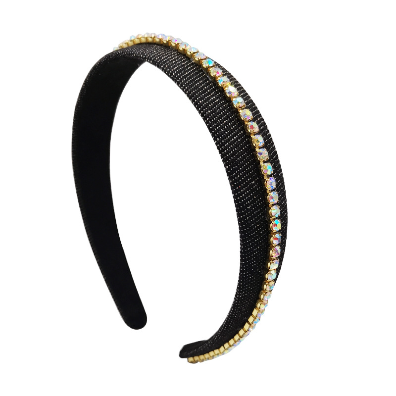 Qiwei Accessories Exclusive Qiwei Accessories Exclusive European and American cross-border hair accessories Denim High-end drill bit headband for women pic 7