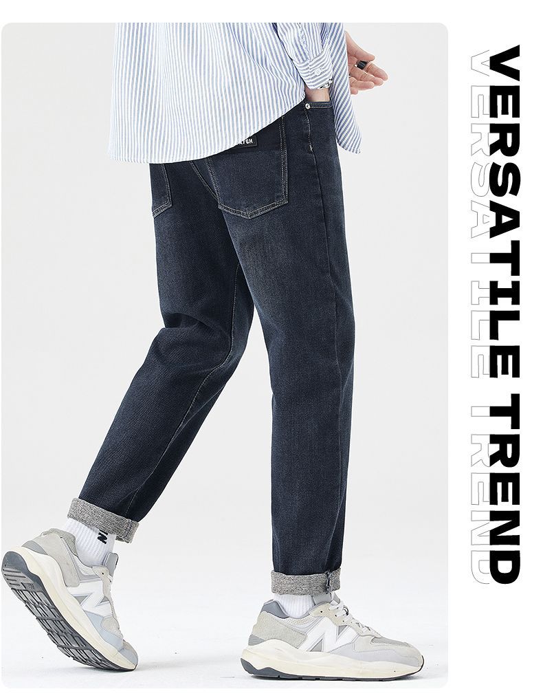 春季男士牛仔裤潮流修身直筒休闲裤2025春秋款百搭弹力痞帅长裤子详情14