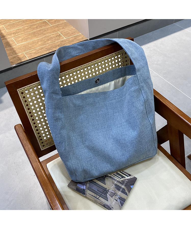 韩系小众ins牛仔帆布包休闲简约布袋大容量学生单肩托特包波点包详情13