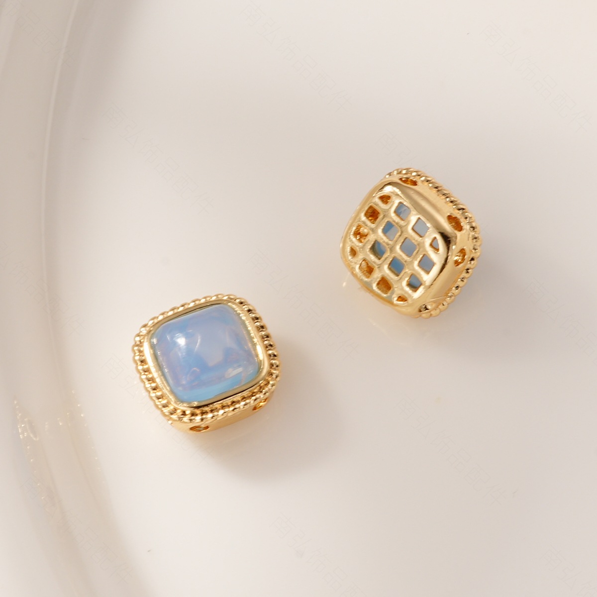 Zircon turquoise aquamarine beads, copper plated with real gold, color retention, high-end style bracelet, necklace clasp DIY accessory pic 21