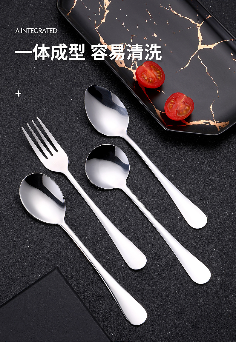 批发家用汤勺1010勺子可激光logo 学生食堂叉勺光柄不锈钢勺子详情5