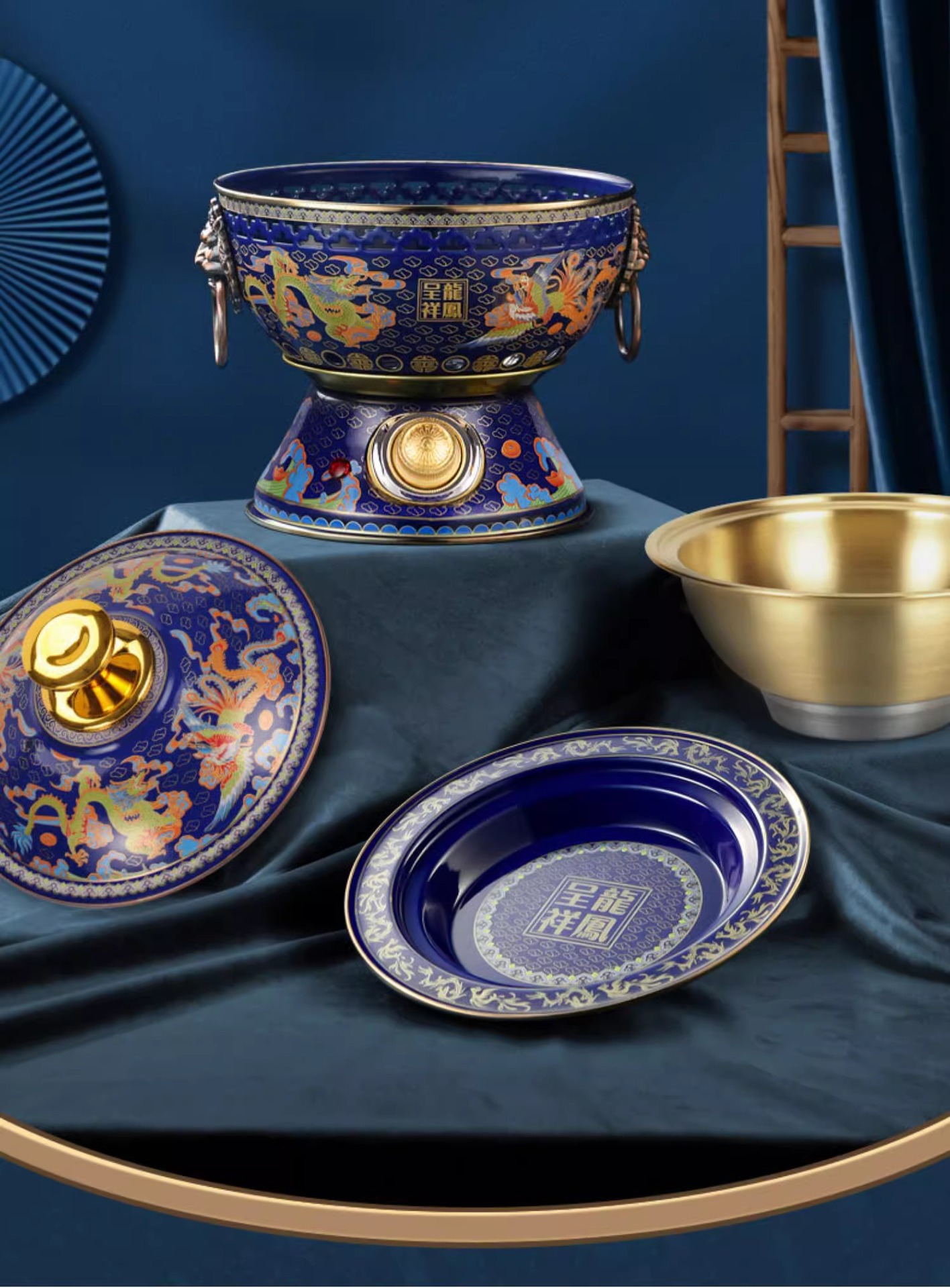 景泰蓝火锅老北京涮牛羊肉火锅家用聚餐插电火锅铜火锅详情20