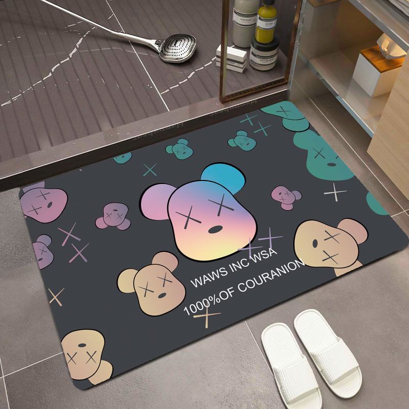 No-wash diatom mud household door entrance bathroom absorbent floor mat, kitchen and bathroom rubber anti-slip large foot mat pic 2