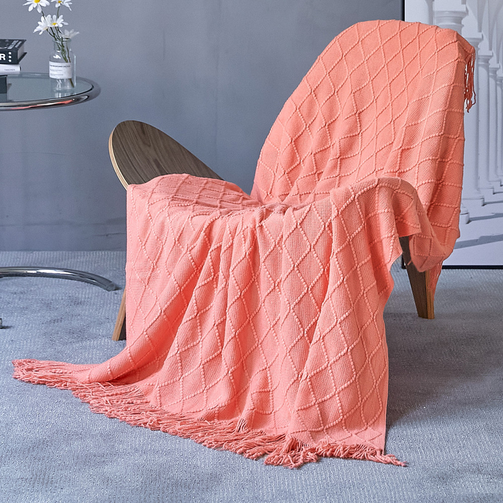 Knitted blanket, sofa blanket, cover blanket, fringed thin blanket, office air conditioning blanket, bay window blanket, summer nap blanket, small blanket pic 39
