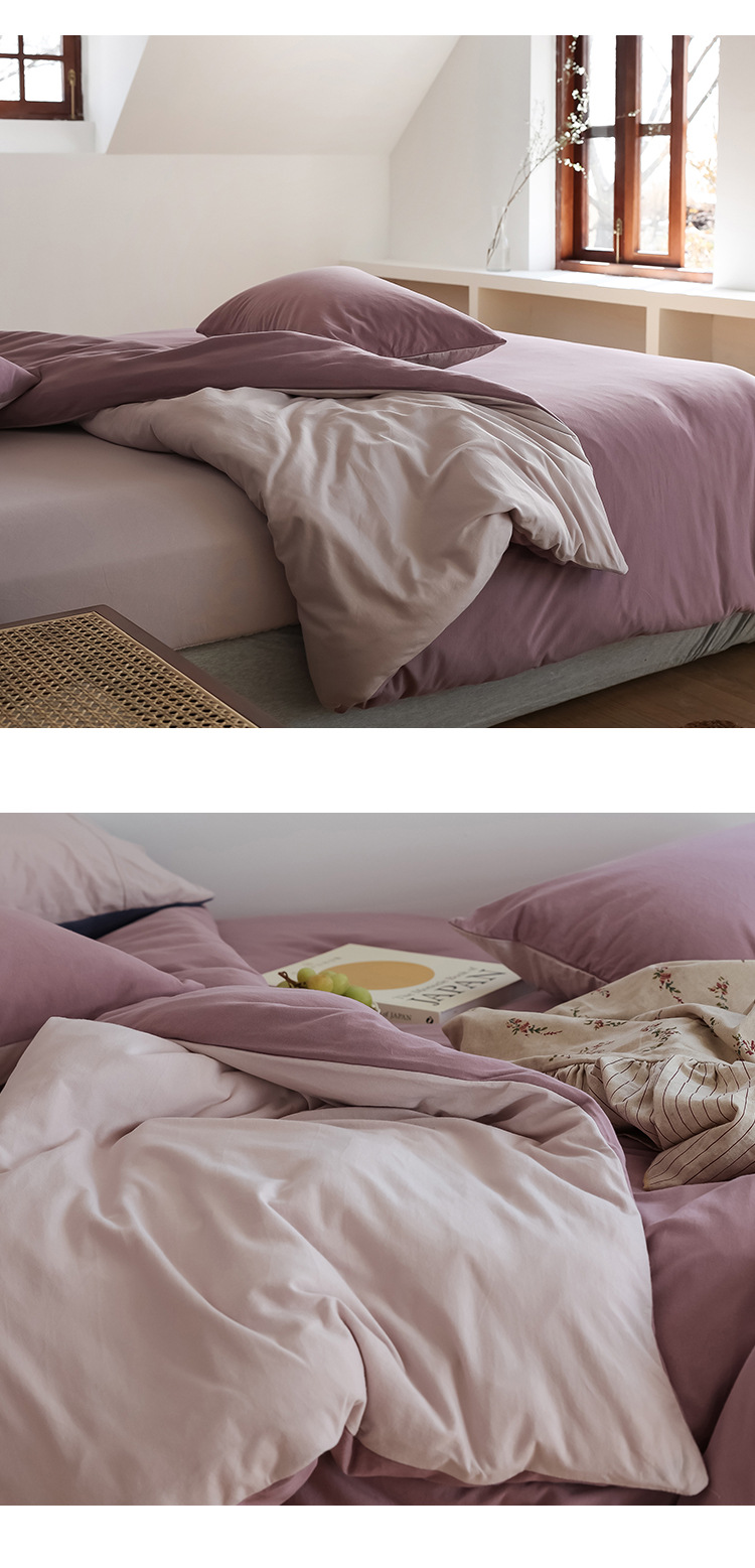 Class A baby-grade super soft knitted cotton pure cotton four-piece set for sleeping naked, Japanese-style Muji pure cotton Tianzhu cotton solid color quality product pic 13