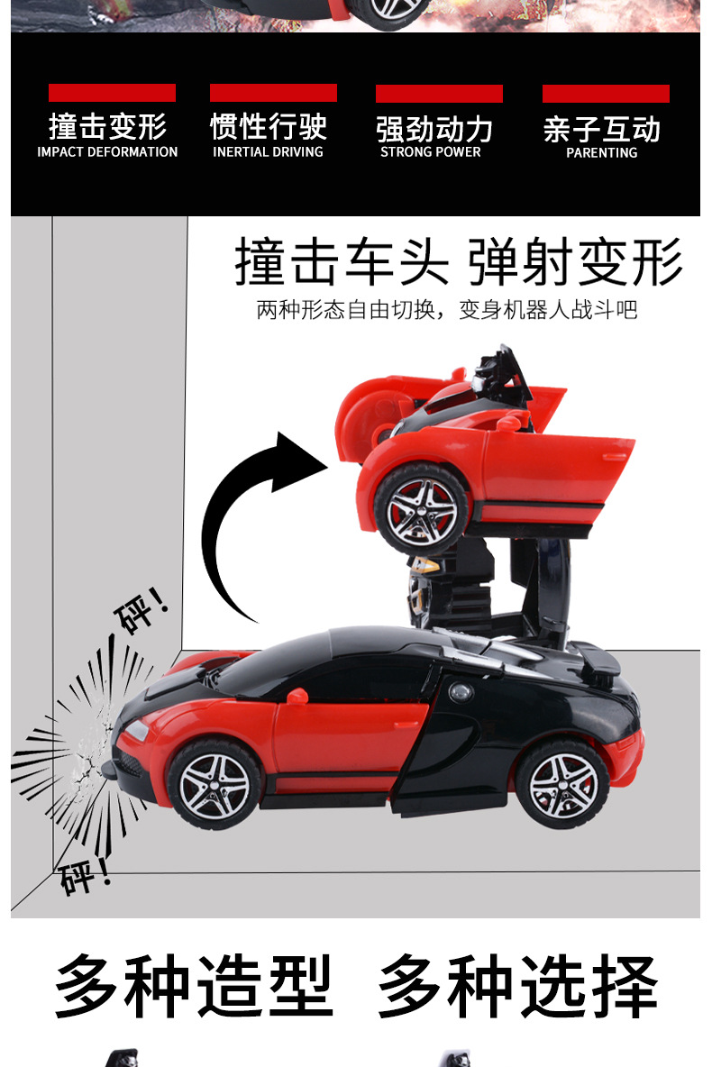 地摊批发儿童变形玩具车惯性撞击一键变形男孩益智碰撞变形汽车人详情3
