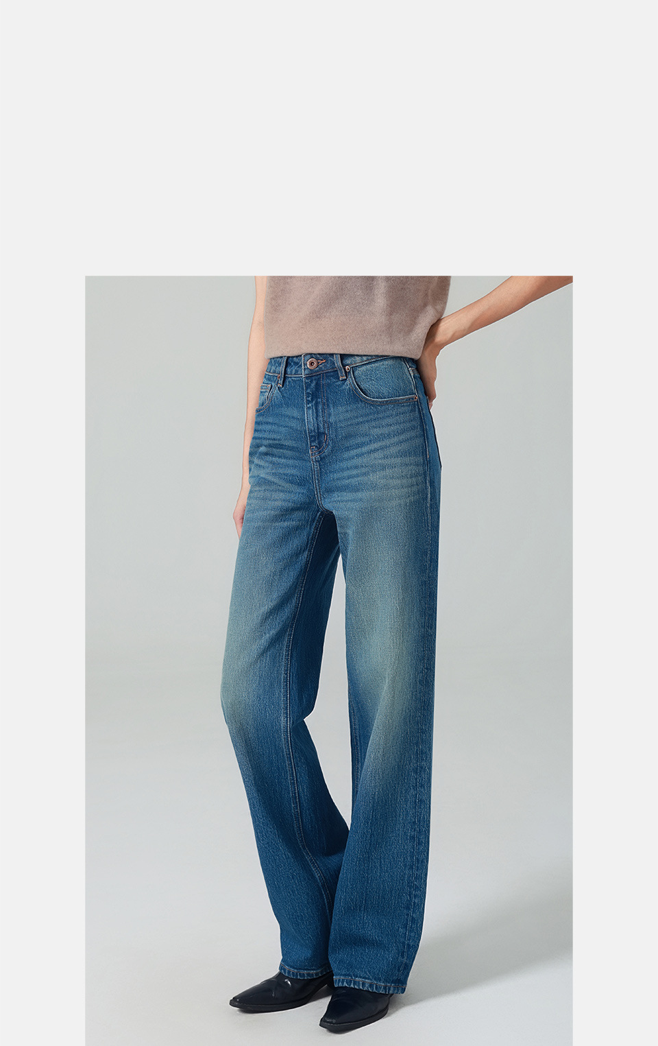 French fries pants/High-waisted Jeans for women, narrow straight-leg pants, elastic retro style, autumn/Winter 25, slimming and casual pic 25