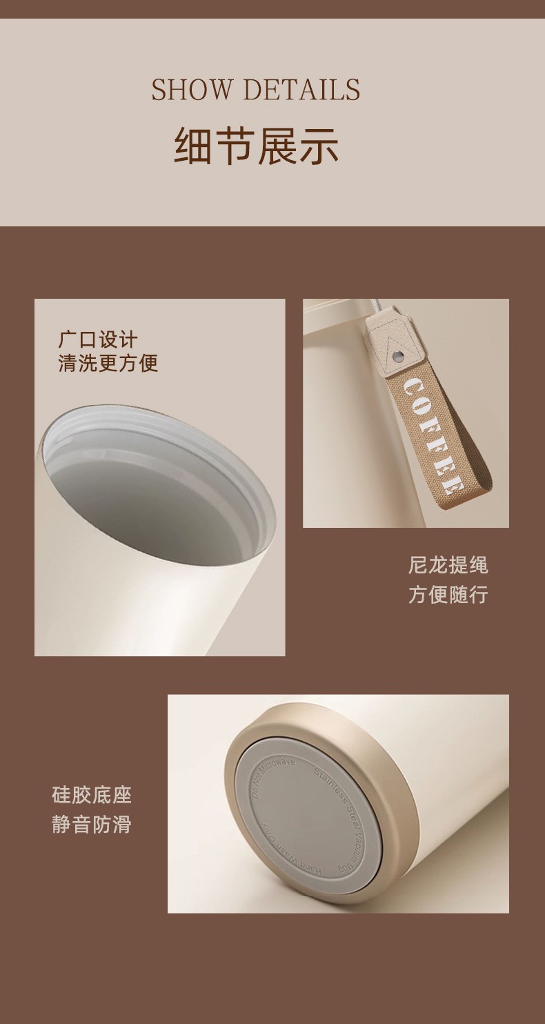 新款铃兰花316不锈钢保温杯双饮咖啡杯陶瓷内胆商务礼品吸管水杯详情18