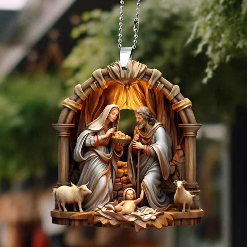 Christmas cross-border best-selling gifts: Acrylic decorative pendants, car interior rearview mirrors, home hanging items, Jesus pic 12