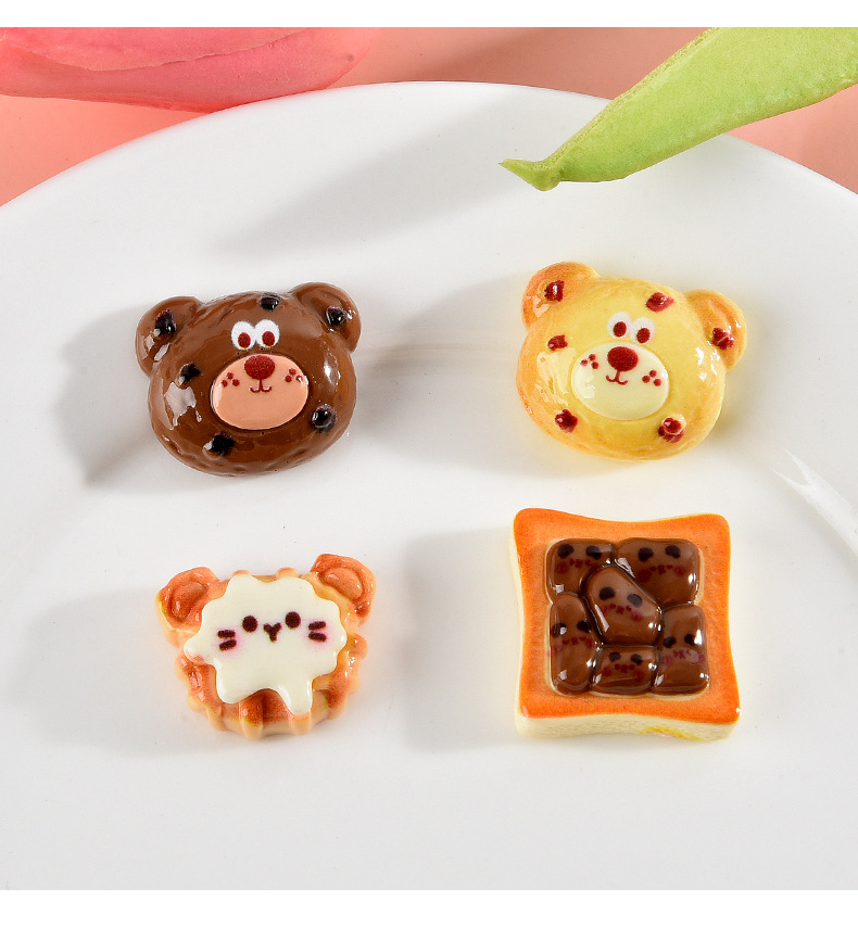 Bread, food, play bear cake, resin accessories, diy ornaments, cream glue, phone cases, hair clips, handcrafted material accessories pic 16