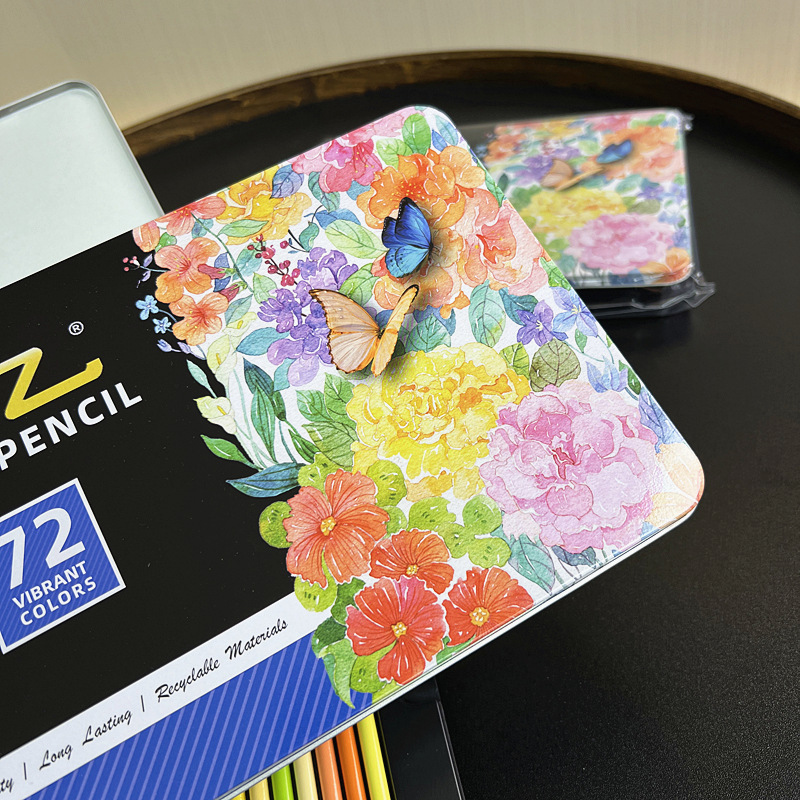 跨境外贸素描油性彩铅绘画美术彩色铅笔50/72色铁盒装画笔彩笔套详情6