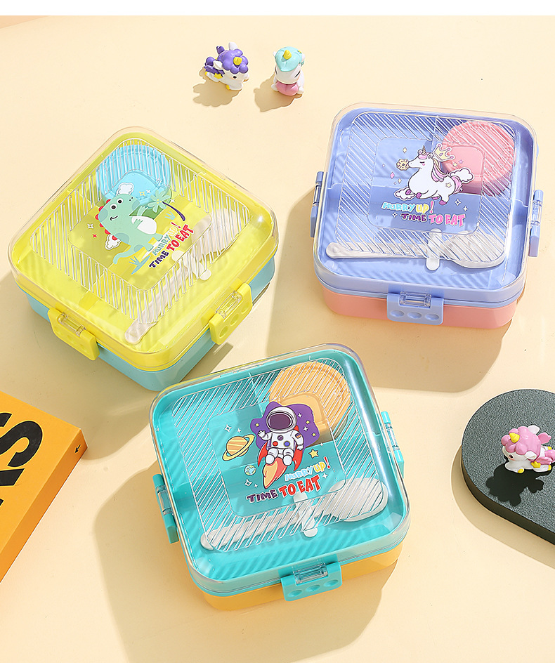 大容量双层便当盒卡通方形分格野餐盒微波加热上班族中小学生餐盒详情13