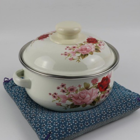 Enamel soup pot, thickened enamel pot, double-ear stew pot, noodle cooking pot, milk pot, enamel lid basin, soup pot with enamel lid pic 4