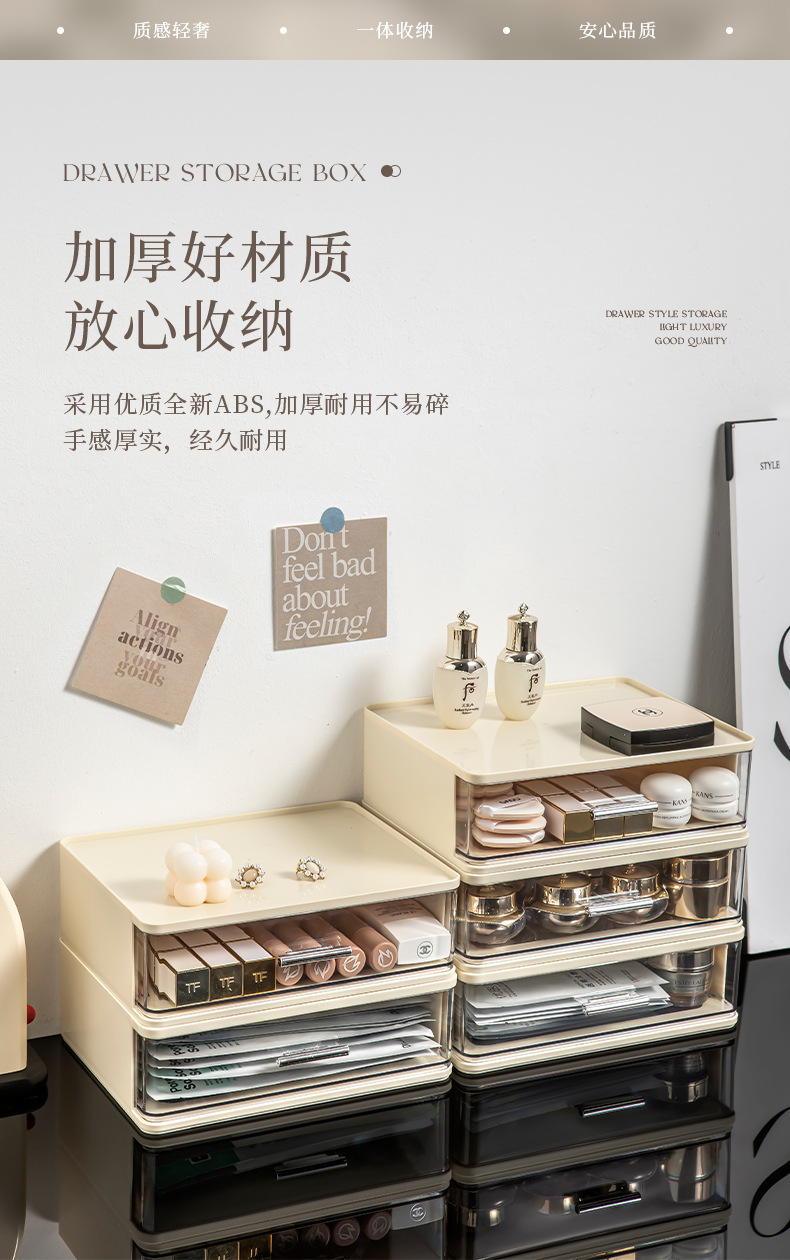 Double-layer desktop storage box, drawer cabinet, plastic multi-layer file box, stationery on the office desk, student sundries storage pic 1