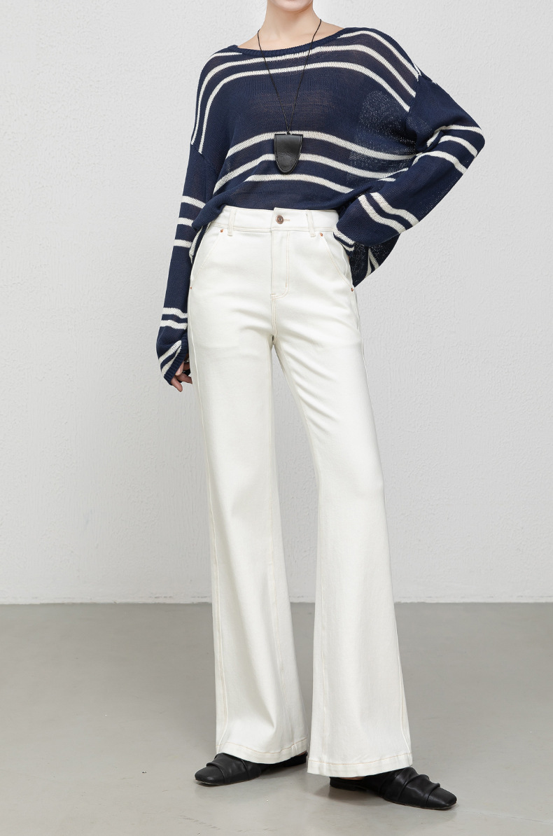 花千瓣高腰微喇牛仔裤女2025秋季新款四面弹宽松显瘦筒喇长裤8197详情3