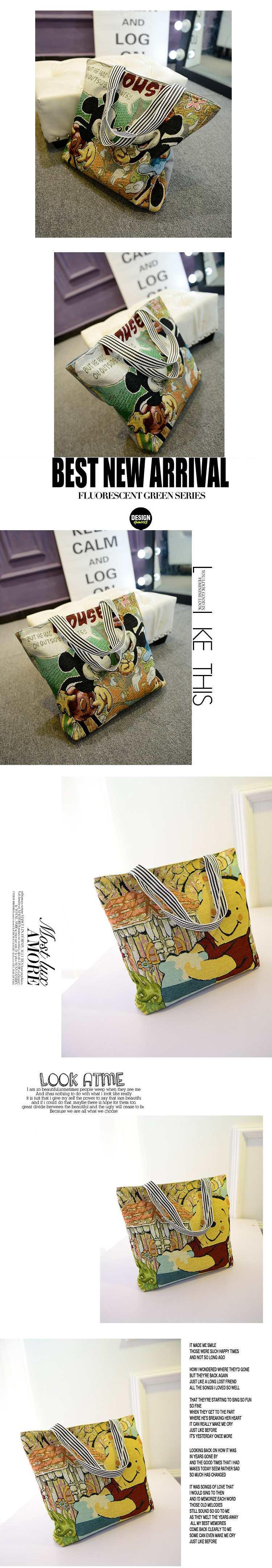 Factory direct sales Mickey single-shoulder bags, casual work tote bags, tote bags, handbag bags, canvas bags, cartoon embroidered bags pic 6