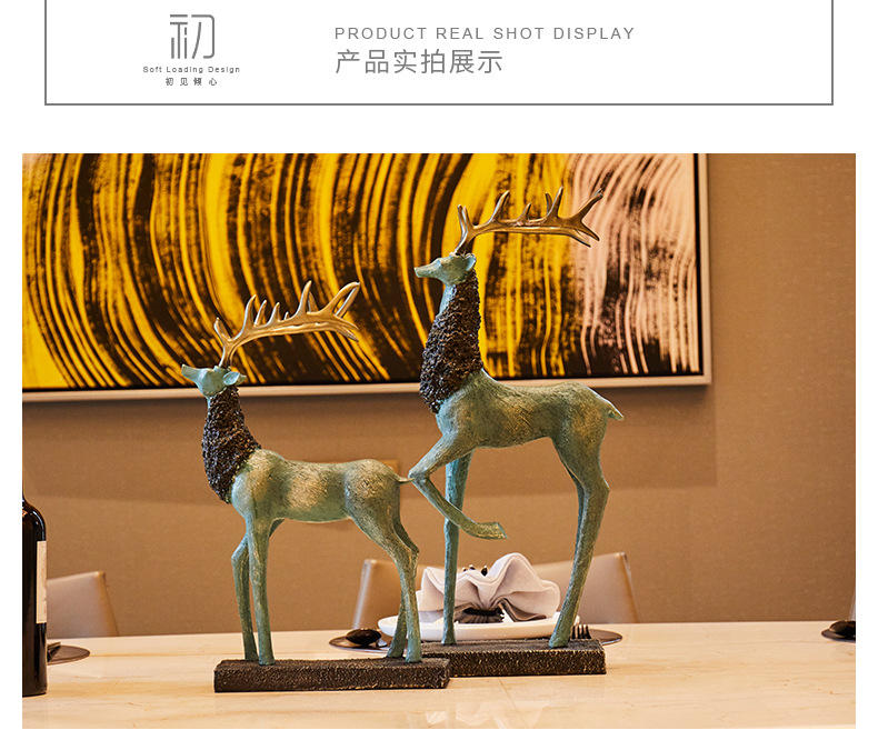 American-style elk ornaments, creative home living room TV cabinet, wine cabinet, soft furnishings, model room, housemoving gifts pic 3
