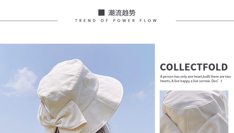 帽子女韩版夏季日系潮流蝴蝶结ins风百搭防晒遮阳防紫外线渔夫帽详情3