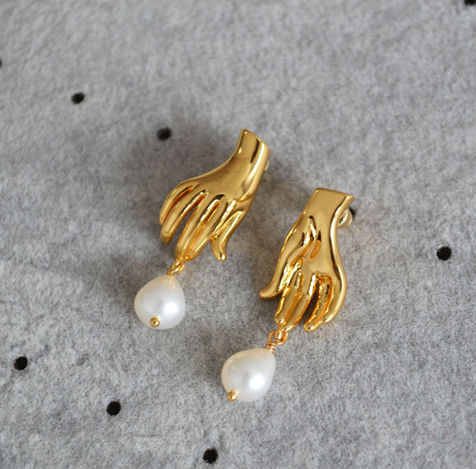 新春彩蛋清仓特价回馈欧美复古小众设计黄铜镀金个性气质耳钉耳饰详情21